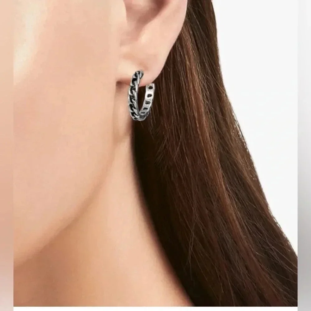 Silver Knotted Hoop Earrings